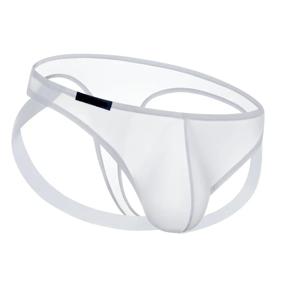 galleryman.com - Men's Briefs Jockstrap Ice Silk Ultra-thin Underwear White
