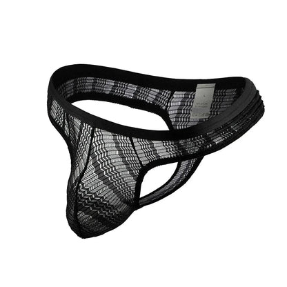 galleryman.com - Men's Mesh Thong Briefs Panties U Convex Pouch Black