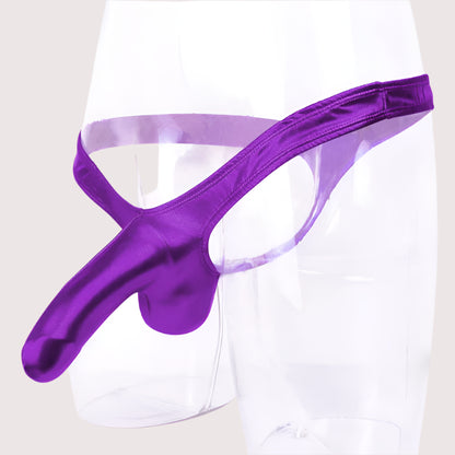 galleryman.com - Men's Sexy Elephant Nose Thong PU Leather Underwear Purple