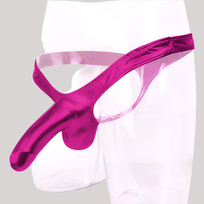 galleryman.com - Men's Sexy Elephant Nose Thong PU Leather Underwear Rose Red