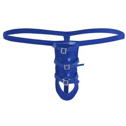 galleryman.com - Men's Sexy Thong With Front Opening Buckles Underwear Blue