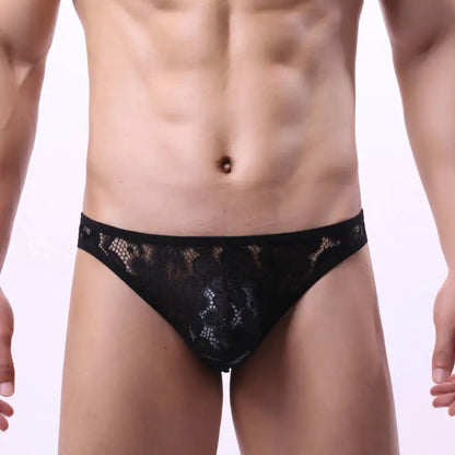 galleryman.com - Men's Thong Briefs Breathable Pouch U Convex Underwear Black