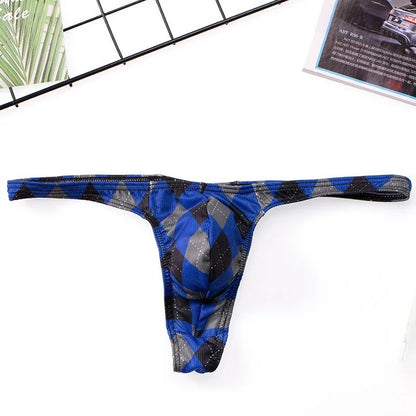 galleryman.com - Men's Thong Ice Silk U Bulge Pouch Underwear Blue