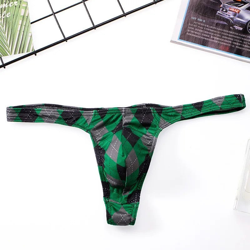 galleryman.com - Men's Thong Ice Silk U Bulge Pouch Underwear Green