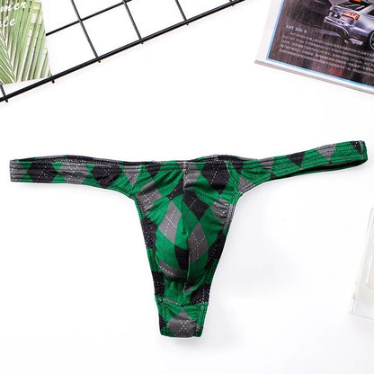 galleryman.com - Men's Thong Ice Silk U Bulge Pouch Underwear Green