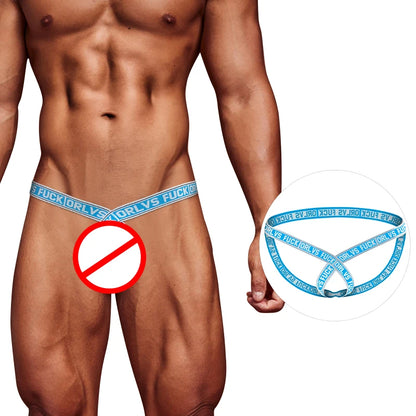 galleryman.com - Sexy Men's Jockstrap Back & Front Open Underwear Blue T1