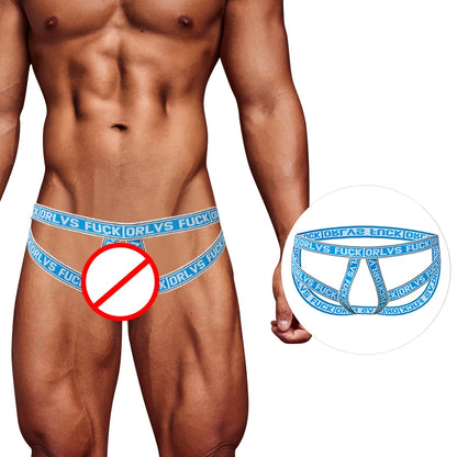 galleryman.com - Sexy Men's Jockstrap Back & Front Open Underwear Blue T2