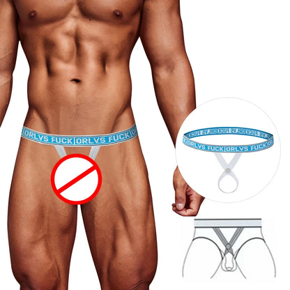 galleryman.com - Sexy Men's Jockstrap Back & Front Open Underwear Blue T3
