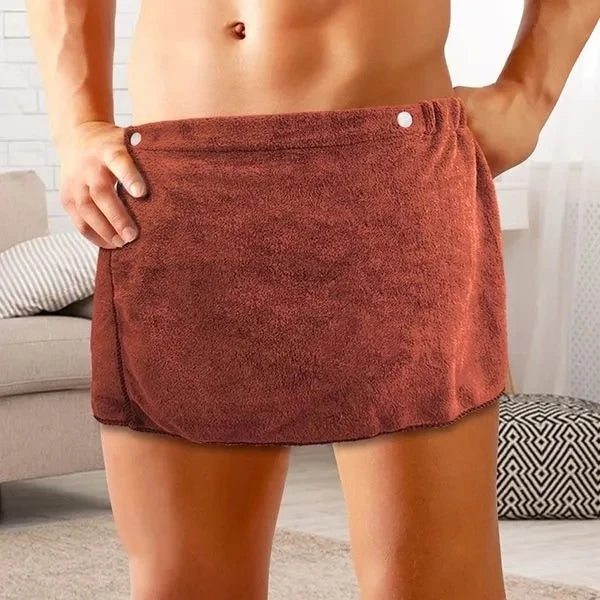 Men’s Adjustable Wrap Towel – Bath & Beach in Brown by Gallery Man