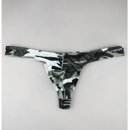 Men Camouflage Thong Bulge Pouch Design Underwear in Green by Gallery Man