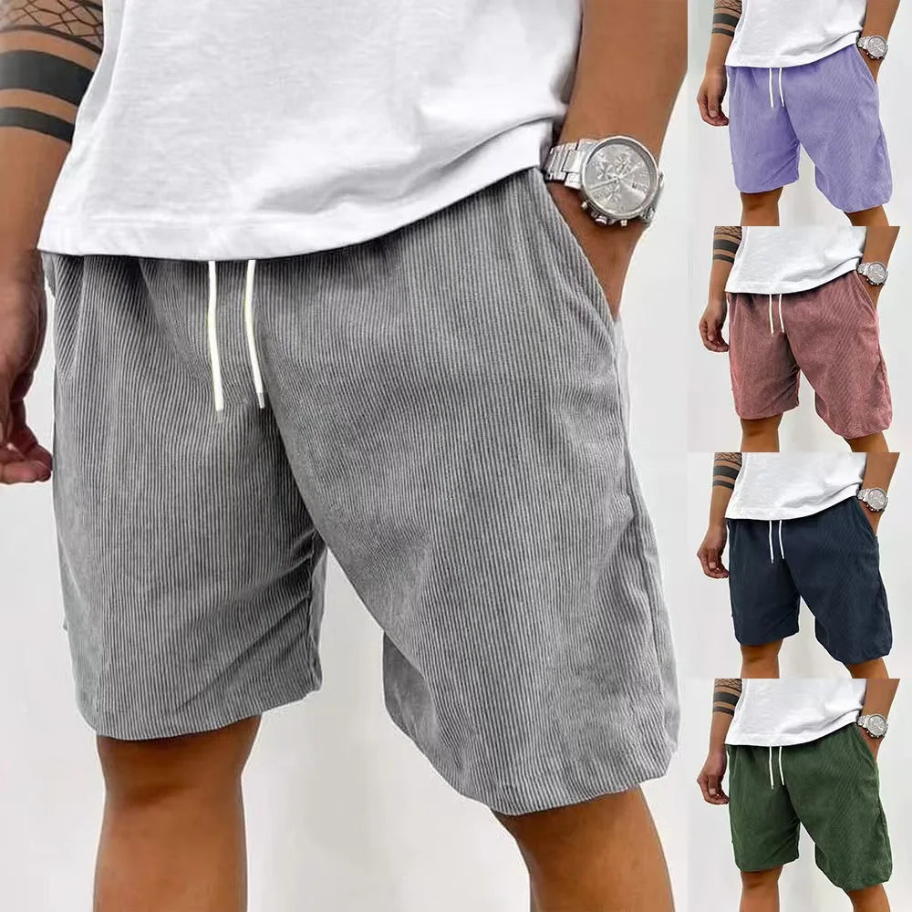 Men’s Casual Corduroy Shorts with Drawstring Waist by Gallery Man  