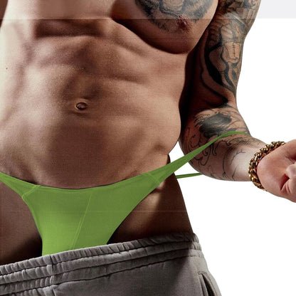 Men's Comfortable Thong Underwear in Green by Gallery Man
