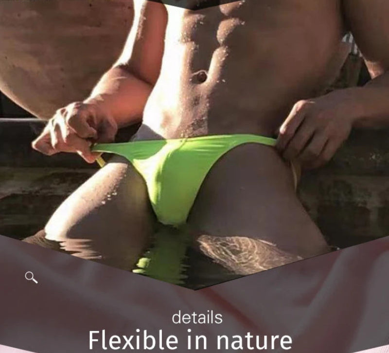 Men's Comfortable Thong Underwear in Green by Gallery Man