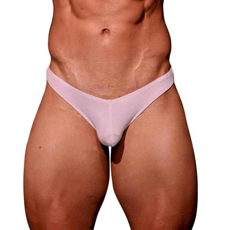 Men's Comfortable Thong Underwear in Pink by Gallery Man