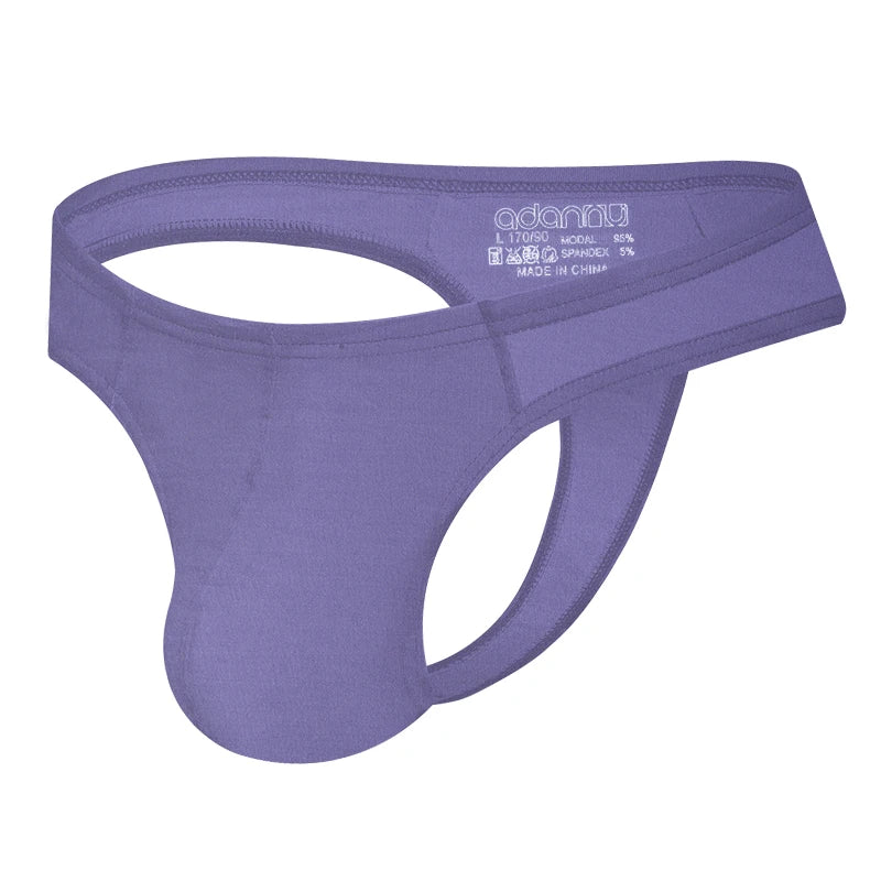 Men's Comfortable Thong Underwear in Purple by Gallery Man
