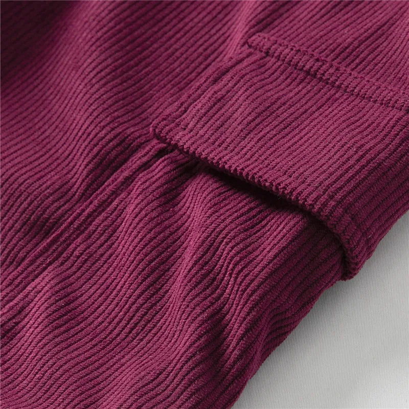 Men’s Corduroy Cargo Shorts – Relaxed Fit Casual Retro Multi Pocket in Wine Red by Gallery Man