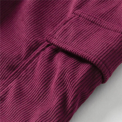 Men’s Corduroy Cargo Shorts – Relaxed Fit Casual Retro Multi Pocket in Wine Red by Gallery Man