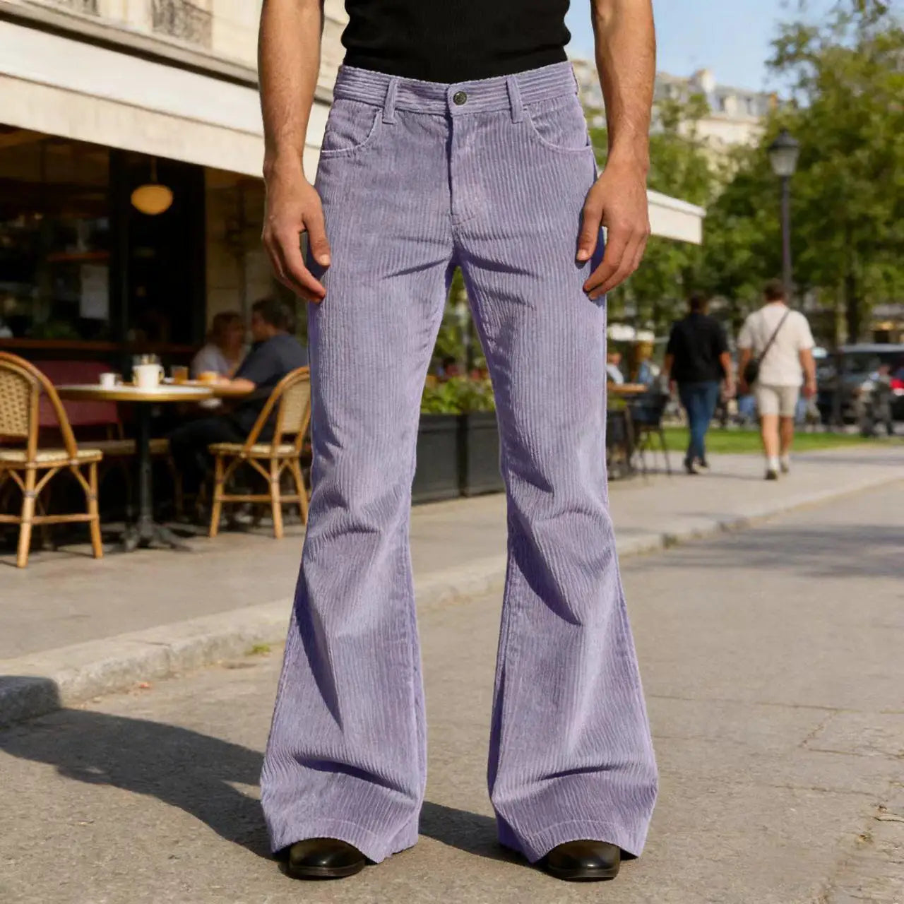 Men’s Corduroy Flare Pants – Vintage 70s Style in Purple by Gallery Man