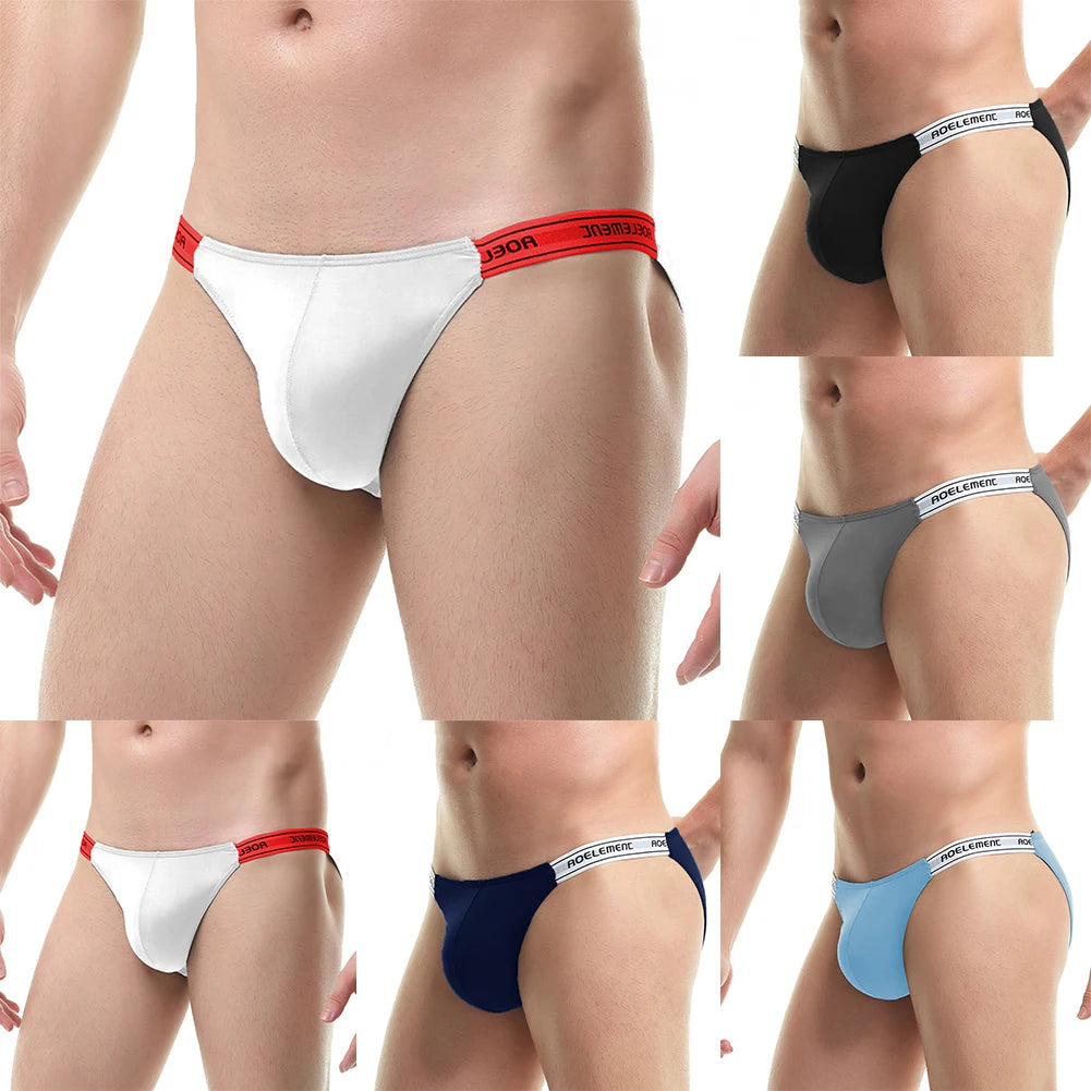 Men's Elastic Ice Silk Low Waist Briefs by Gallery Man