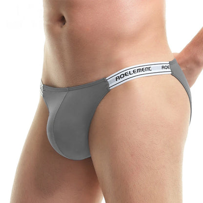 Men's Elastic Ice Silk Low Waist Briefs in Gray by Gallery Man