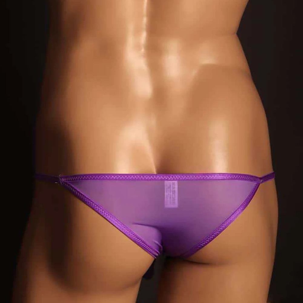 Men’s Elephant Nose Thong Underwear with Bulge Pouch Support in Purple by Gallery Man