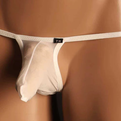 Men’s Elephant Nose Thong Underwear with Bulge Pouch Support in White by Gallery Man