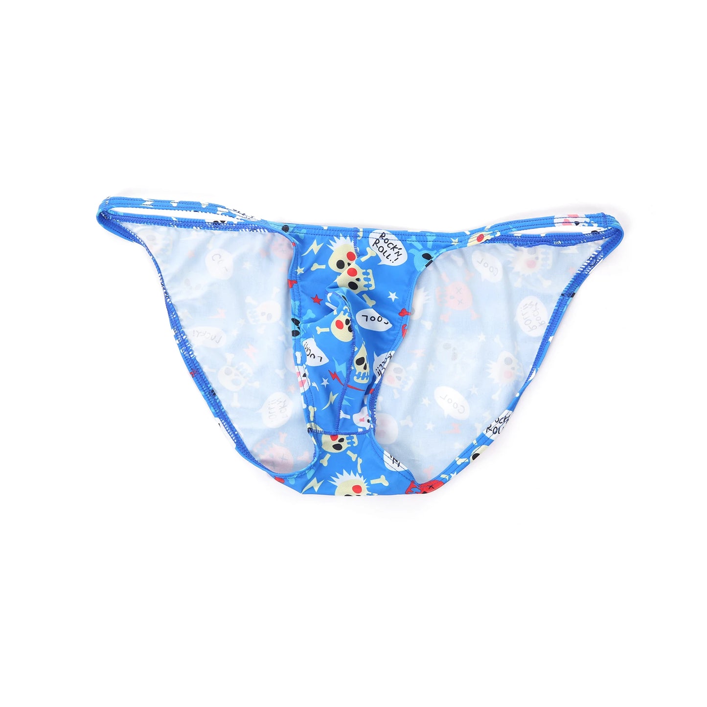 Men's Funny Skull Print Briefs Bikini Style with Mini Waistband in Blue by Gallery Man