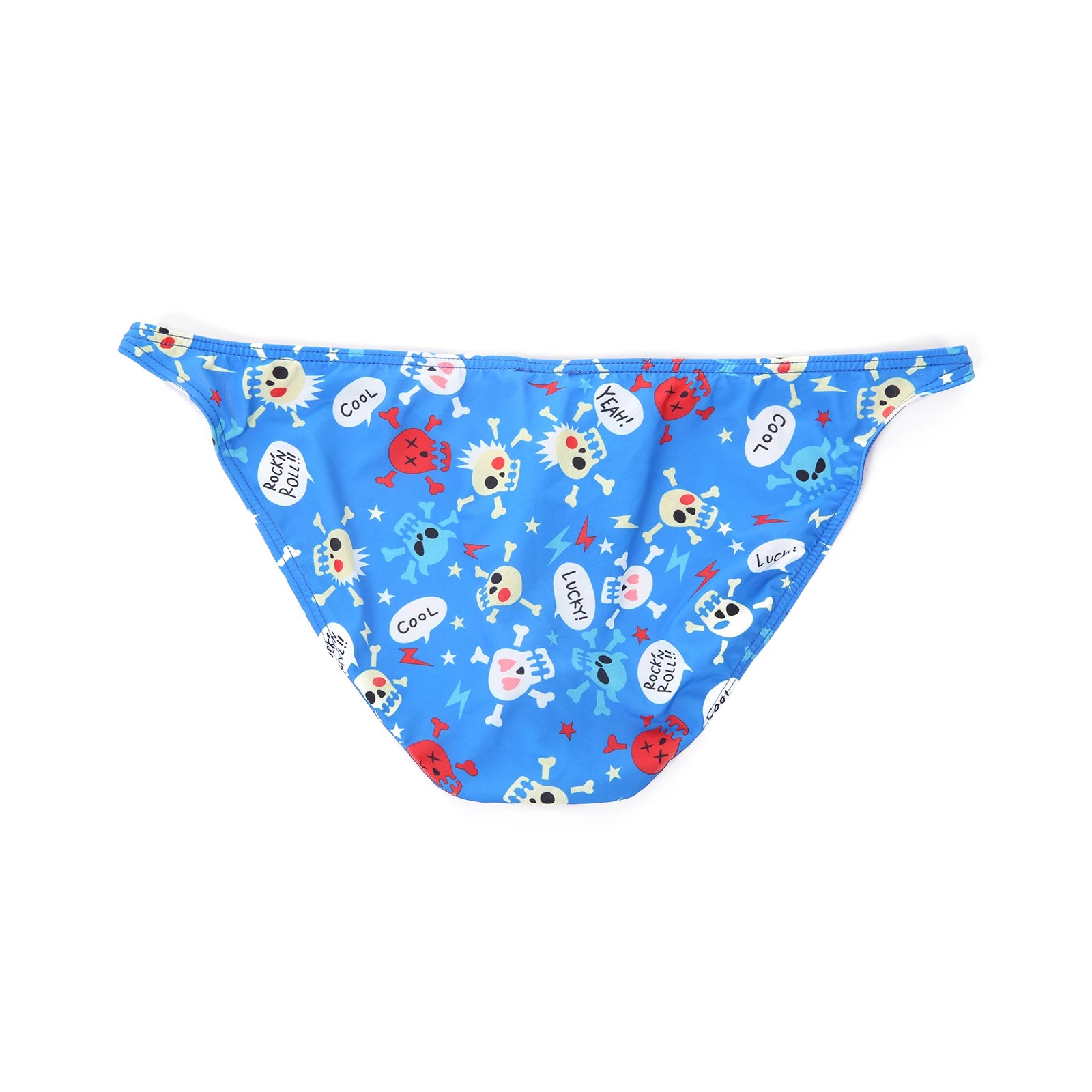 Men's Funny Skull Print Briefs Bikini Style with Mini Waistband in Blue by Gallery Man