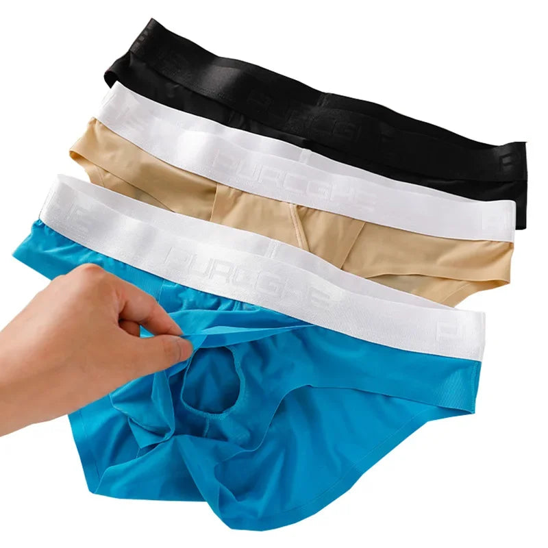 Men’s Ice Silk Ultra-Thin Briefs with Raised Comfort Pouch by Gallery Man