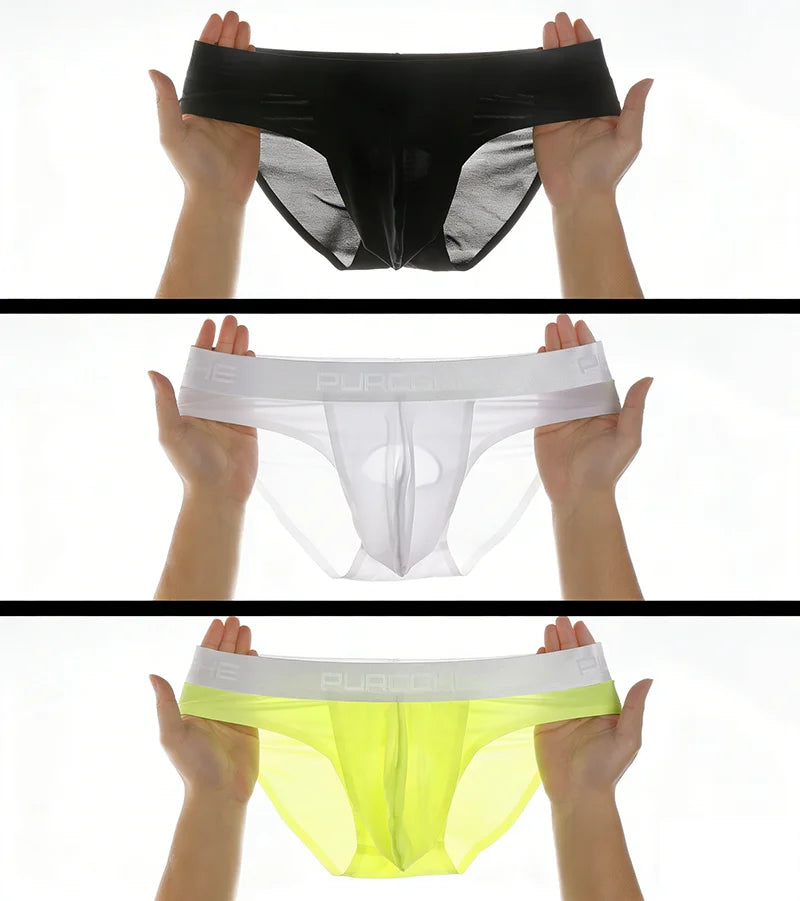 Men’s Ice Silk Ultra-Thin Briefs with Raised Comfort Pouch by Gallery Man