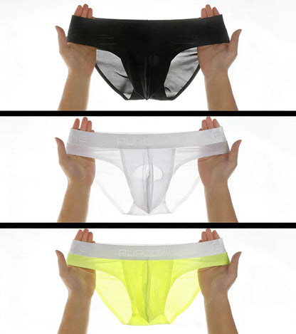 Men’s Ice Silk Ultra-Thin Briefs with Raised Comfort Pouch by Gallery Man