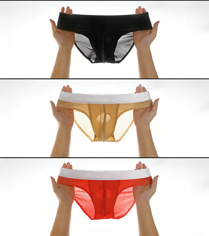 Men’s Ice Silk Ultra-Thin Briefs with Raised Comfort Pouch by Gallery Man