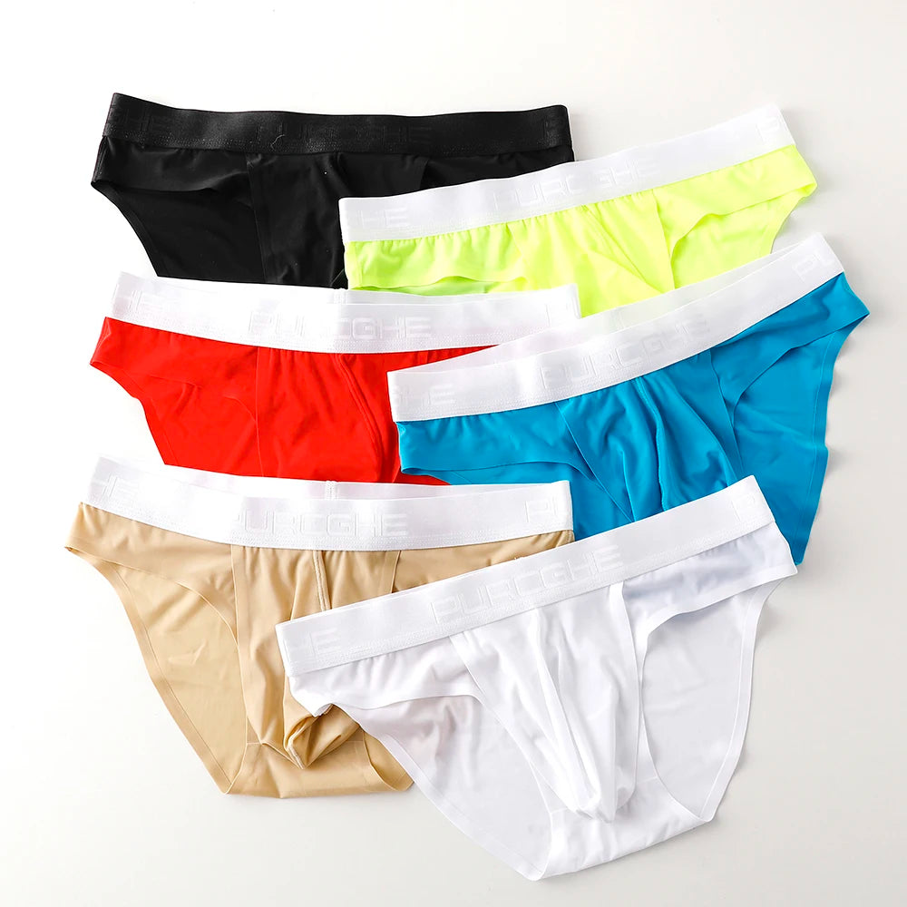 Men’s Ice Silk Ultra-Thin Briefs with Raised Comfort Pouch by Gallery Man