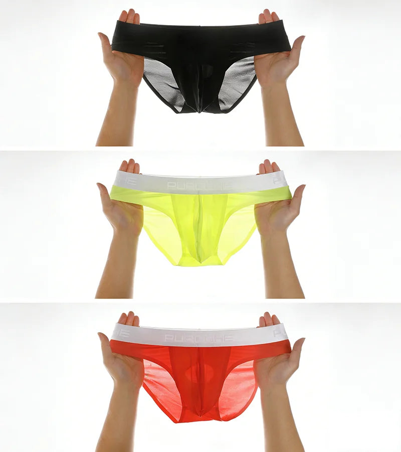 Men’s Ice Silk Ultra-Thin Briefs with Raised Comfort Pouch by Gallery Man