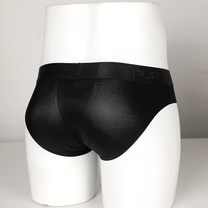 Men’s Ice Silk Ultra-Thin Briefs with Raised Comfort Pouch in Black by Gallery Man