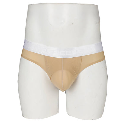 Men’s Ice Silk Ultra-Thin Briefs with Raised Comfort Pouch in Khaki by Gallery Man
