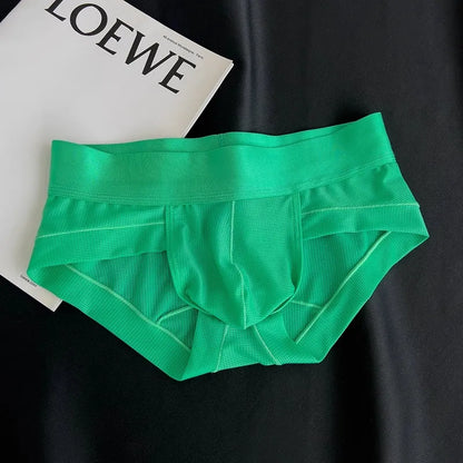 Men’s Ice Silk Cooling Briefs with Wide Waistband & Contour Pouch in Green by Gallery Man