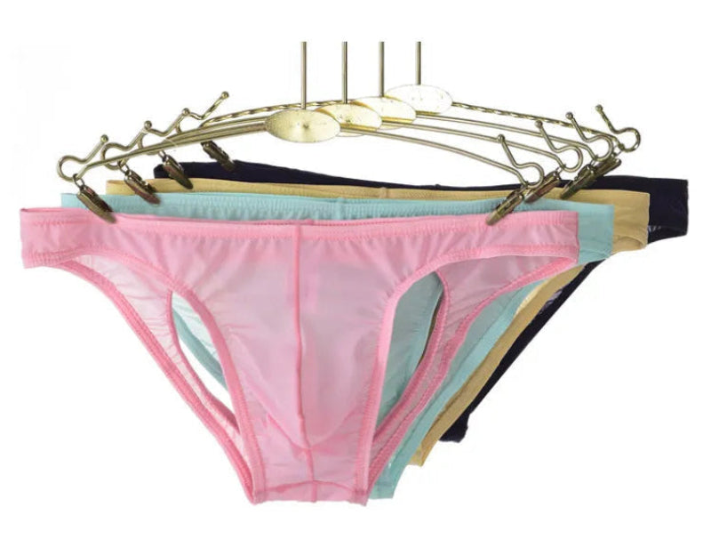Men's Ice Silk Transparent Briefs with Sexy Open Back by Gallery Man
