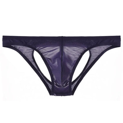 Men's Ice Silk Transparent Briefs with Sexy Open Back in Purple by Gallery Man