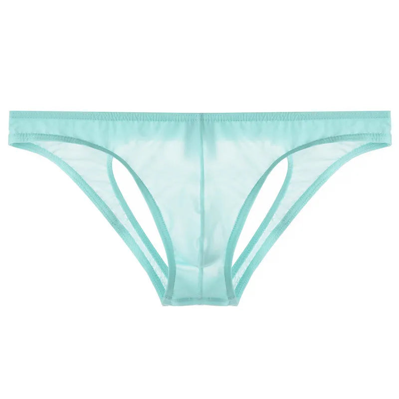 Men's Ice Silk Transparent Briefs with Sexy Open Back in Sky Blue by Gallery Man