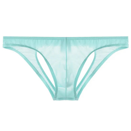 Men's Ice Silk Transparent Briefs with Sexy Open Back in Sky Blue by Gallery Man