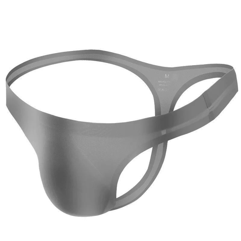Men's Ice Silk Ultra Thin See Through Thong in Gray by Gallery Man