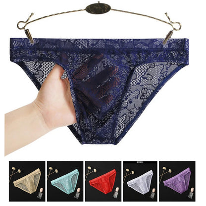 Men's Sexy Lace Briefs Panties See Through Transparent by Gallery Man
