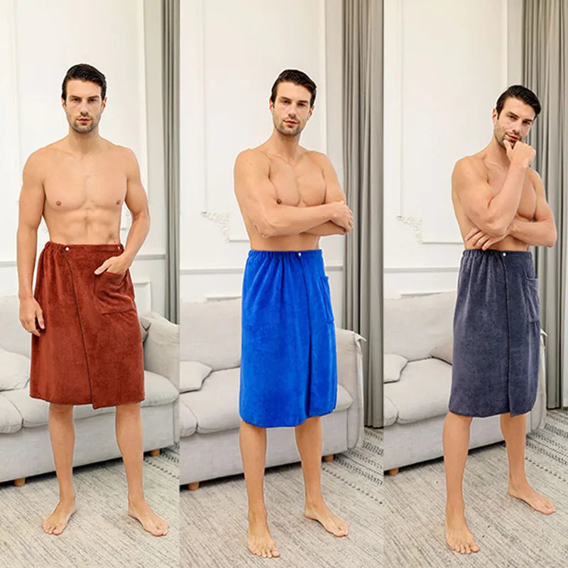 Men’s Long Wearable Towel Wrap – Bath & Gym by Gallery Man