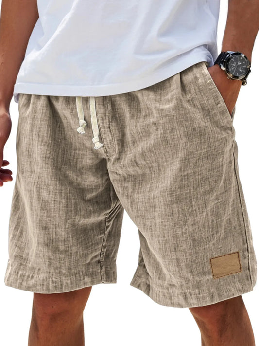 Men’s Loose Fit Drawstring Shorts – Retro Casual in Khaki by Gallery Man