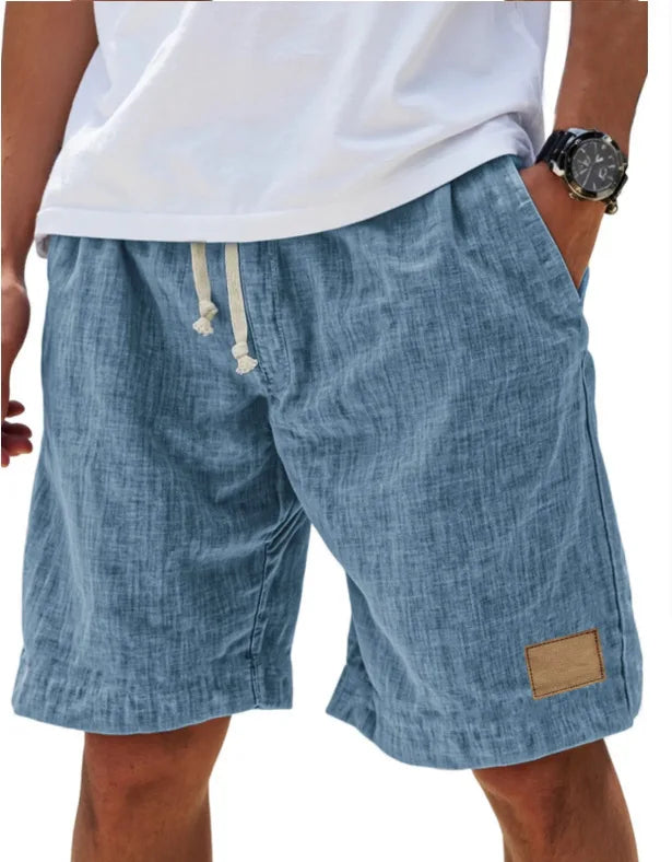 Men’s Loose Fit Drawstring Shorts – Retro Casual in Light Blue by Gallery Man