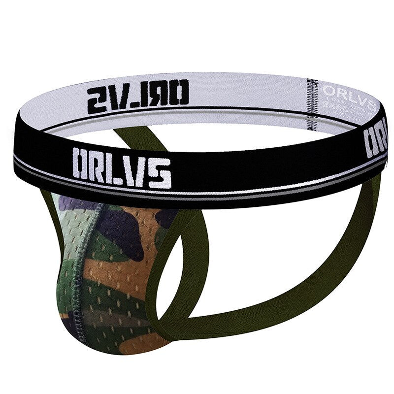 Men's Mesh Jockstrap Camouflage Style in Army Green by Gallery Man