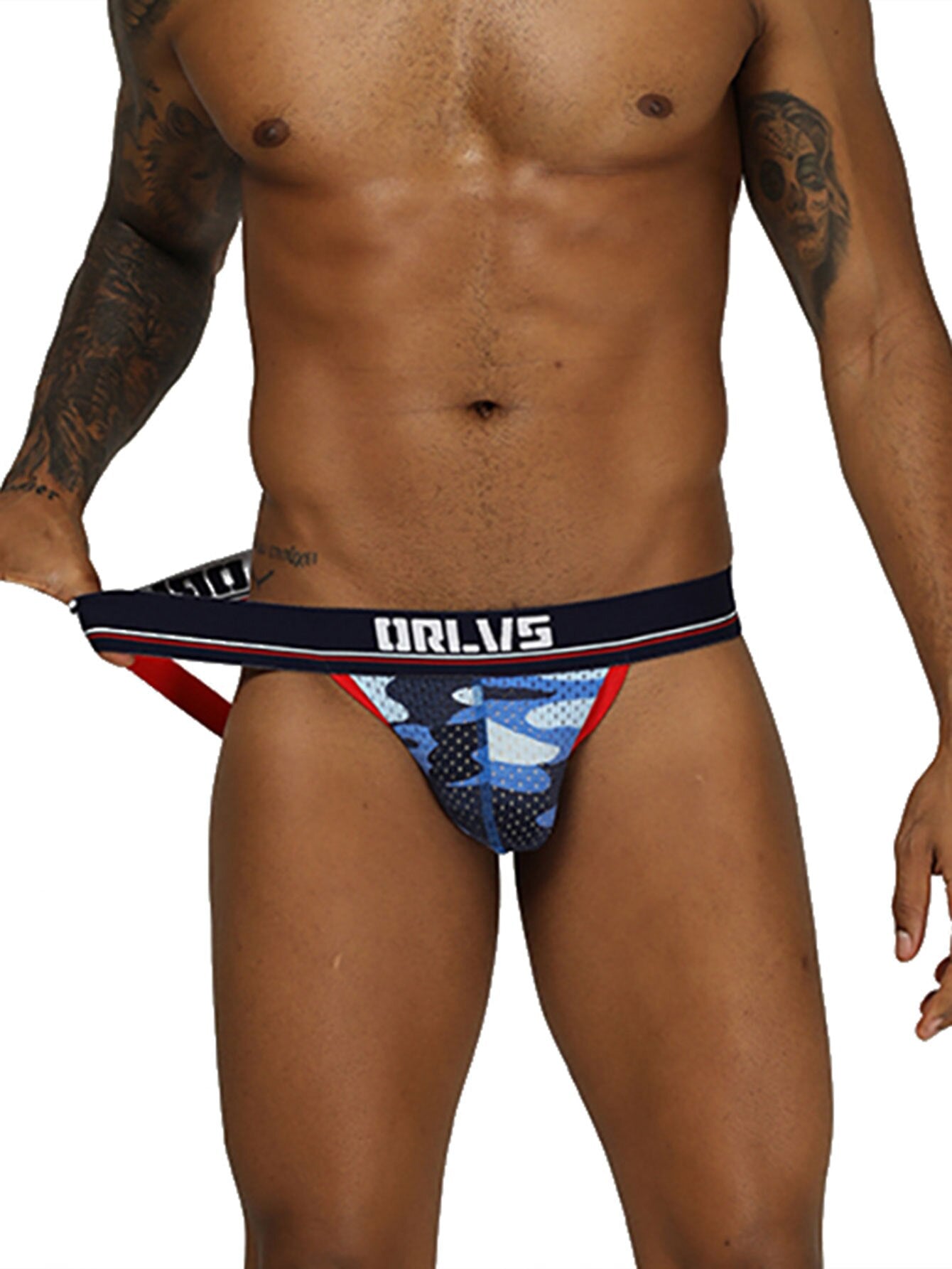 Men's Mesh Jockstrap Camouflage Style in Blue by Gallery Man