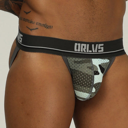 Men's Mesh Jockstrap Camouflage Style in Gray by Gallery Man