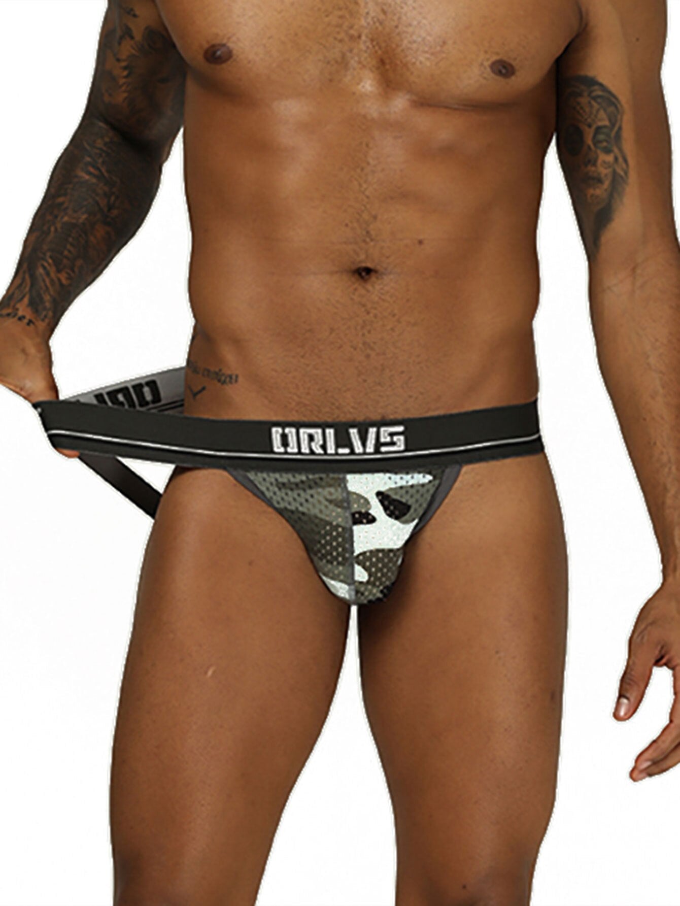 Men's Mesh Jockstrap Camouflage Style in Gray by Gallery Man